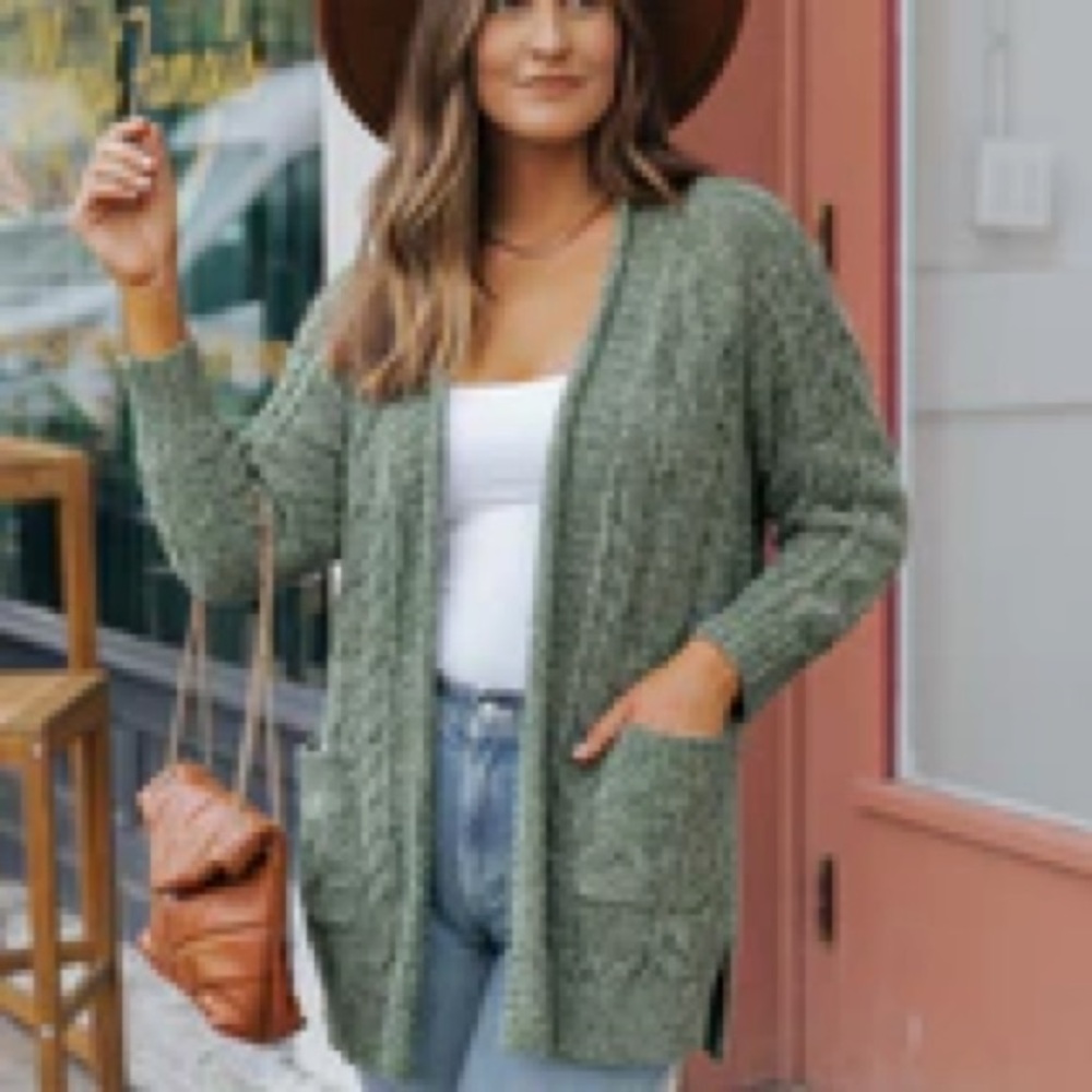 Green Knit Cardigan